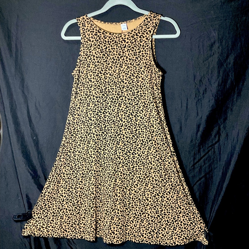 Old Navy leopard cheetah midi swing dress sz s small